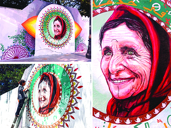 الفنان زهير وطاش ينجز جدارية ضخمة بشارع بلجيكا